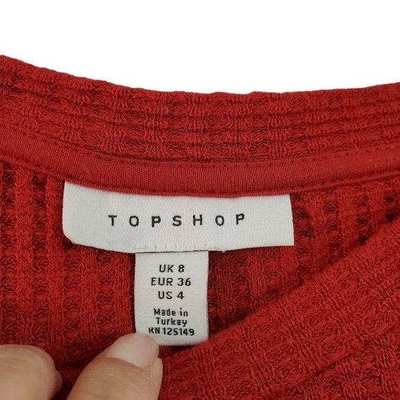 Topshop Red Knotted Blouse - Picture 6 of 10